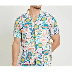 Native Youth Men's FARRAGO POSTCARD PRINTED ECOVERO VISCOSE SHIRT Multicolor XL